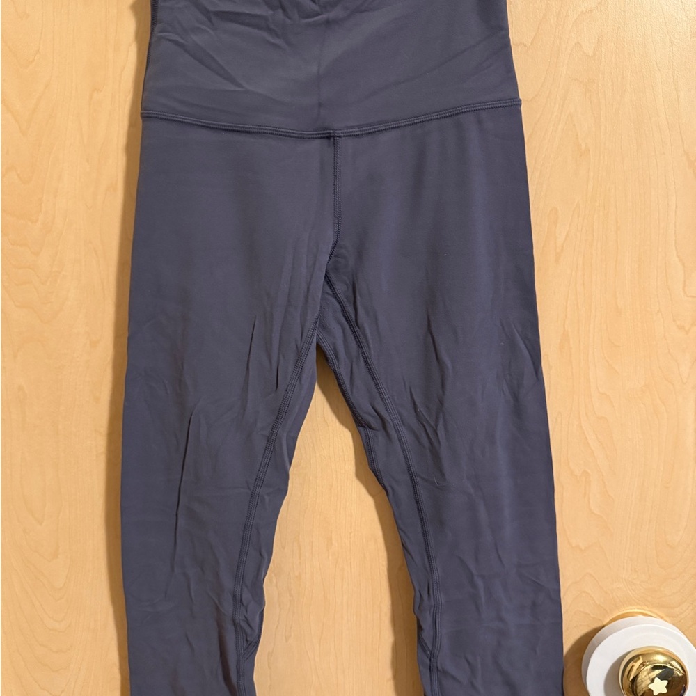 lululemon athletica Gray/Blue Leggings HEMMED. My inseam is about 22”